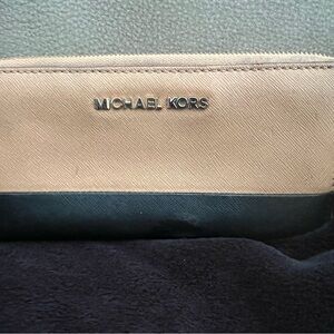 Michael Kors Beige and Black Zip Wallet